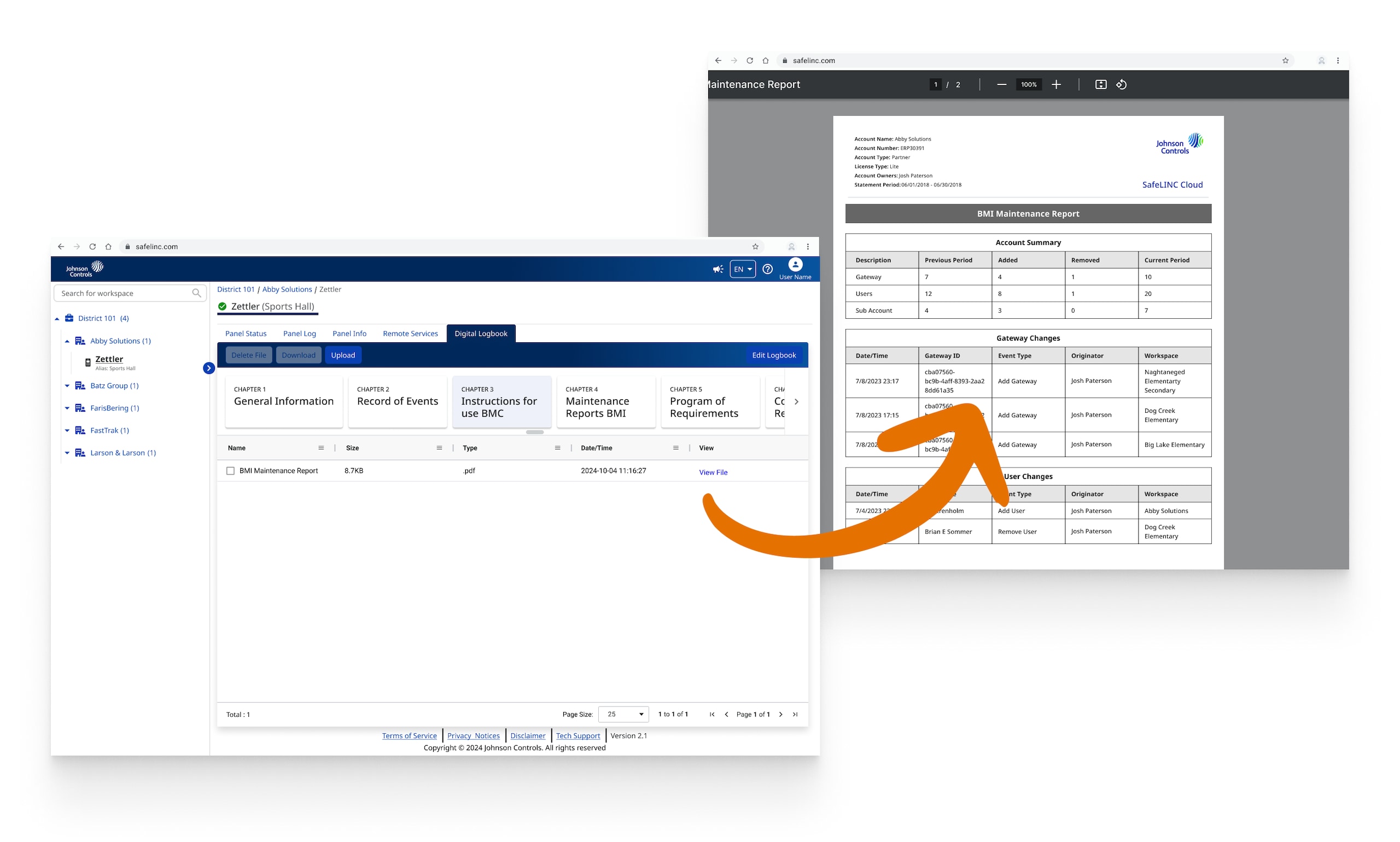 Digital logbook upload view documents