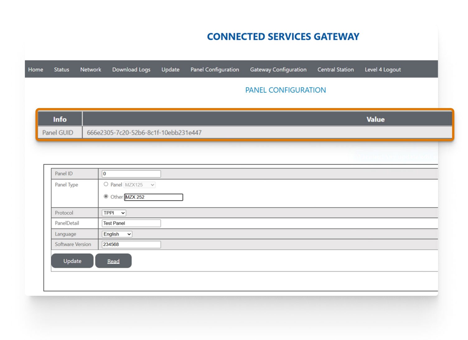 Figure 9 EU-Only The read only input on the CSG local web UI