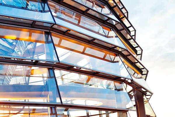 Exterior of a glass corporate building